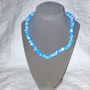 Vibrant Blue and White Shell Necklace with Irregular Beads in Jewelry